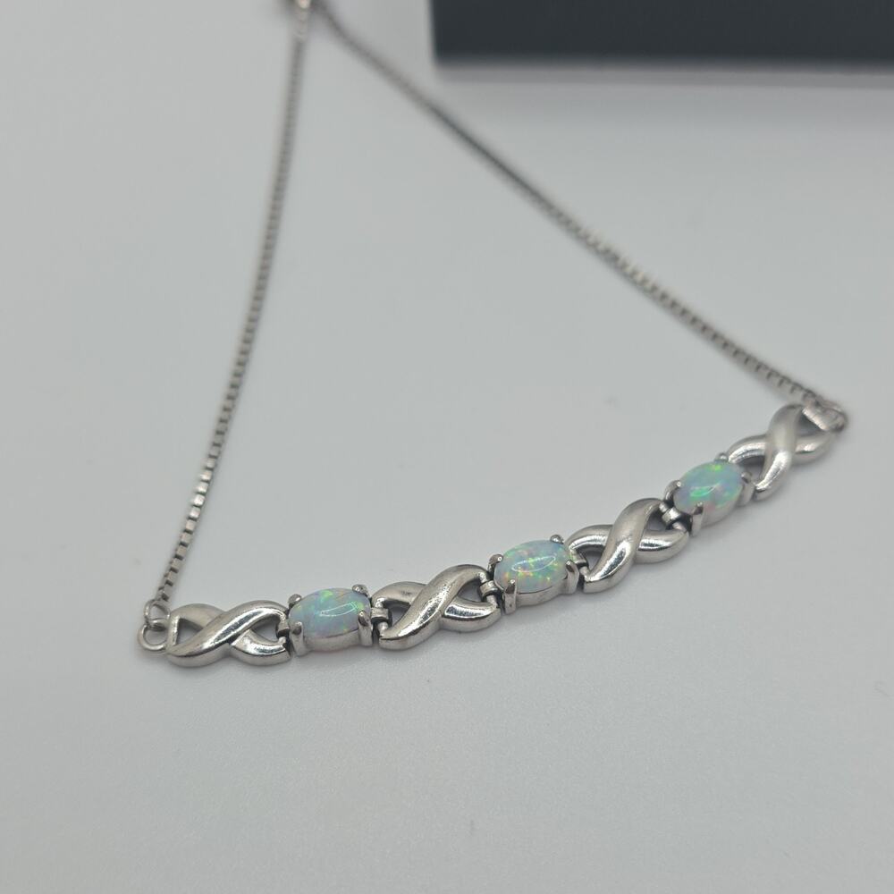 R.H. Macy & Co. 925 Sterling Silver Lab-Created Opal Box Chain Bracelet